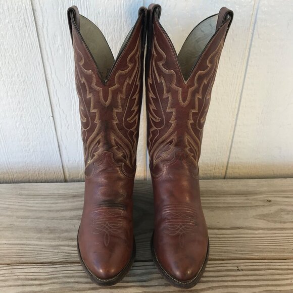 Justin Boots Brown Western Cowboy Boots - Picture 11 of 13